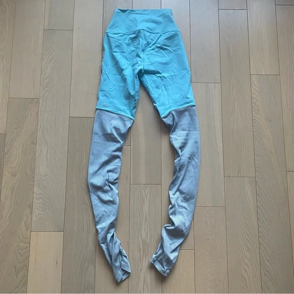 ALO Yoga High Waist Goddess Leggings Blue Quartz/Dove Gray Heather sz XS - Picture 3 of 6